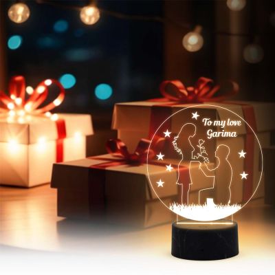 Customized Name Lamp for Couple with Warm White Light Gift for Anniversary Birthday Valentine Day Acrylic Desk Table lamp Wooden Base